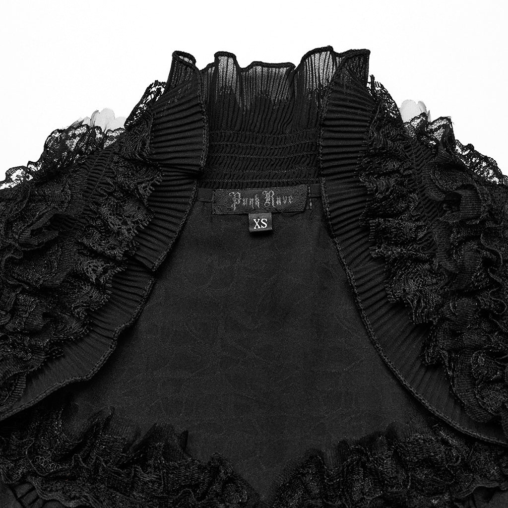WY-1589CCF Punk Rave Gothic Lace-Up Victorian Blouse with Bell Sleeves?-??Punk Rave Clothing