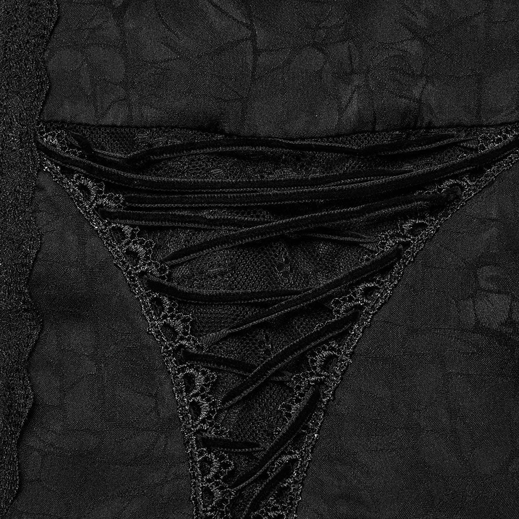 WY-1589CCF Punk Rave Gothic Lace-Up Victorian Blouse with Bell Sleeves?-??Punk Rave Clothing