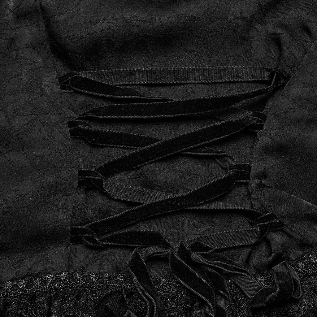 WY-1589CCF Punk Rave Gothic Lace-Up Victorian Blouse with Bell Sleeves?-??Punk Rave Clothing