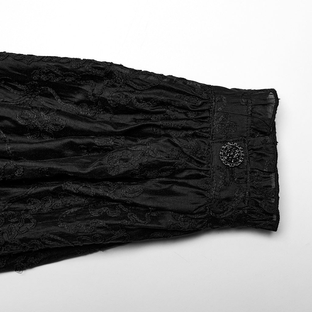 WY-1594CCM Punk Rave Gothic Sheer black Victorian Shirt with Lace Accents?-??Punk Rave Clothing