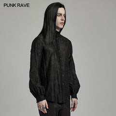 WY-1594CCM Punk Rave Gothic Sheer black Victorian Shirt with Lace Accents