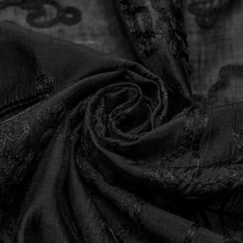 WY-1594CCM Punk Rave Gothic Sheer black Victorian Shirt with Lace Accents?-??Punk Rave Clothing