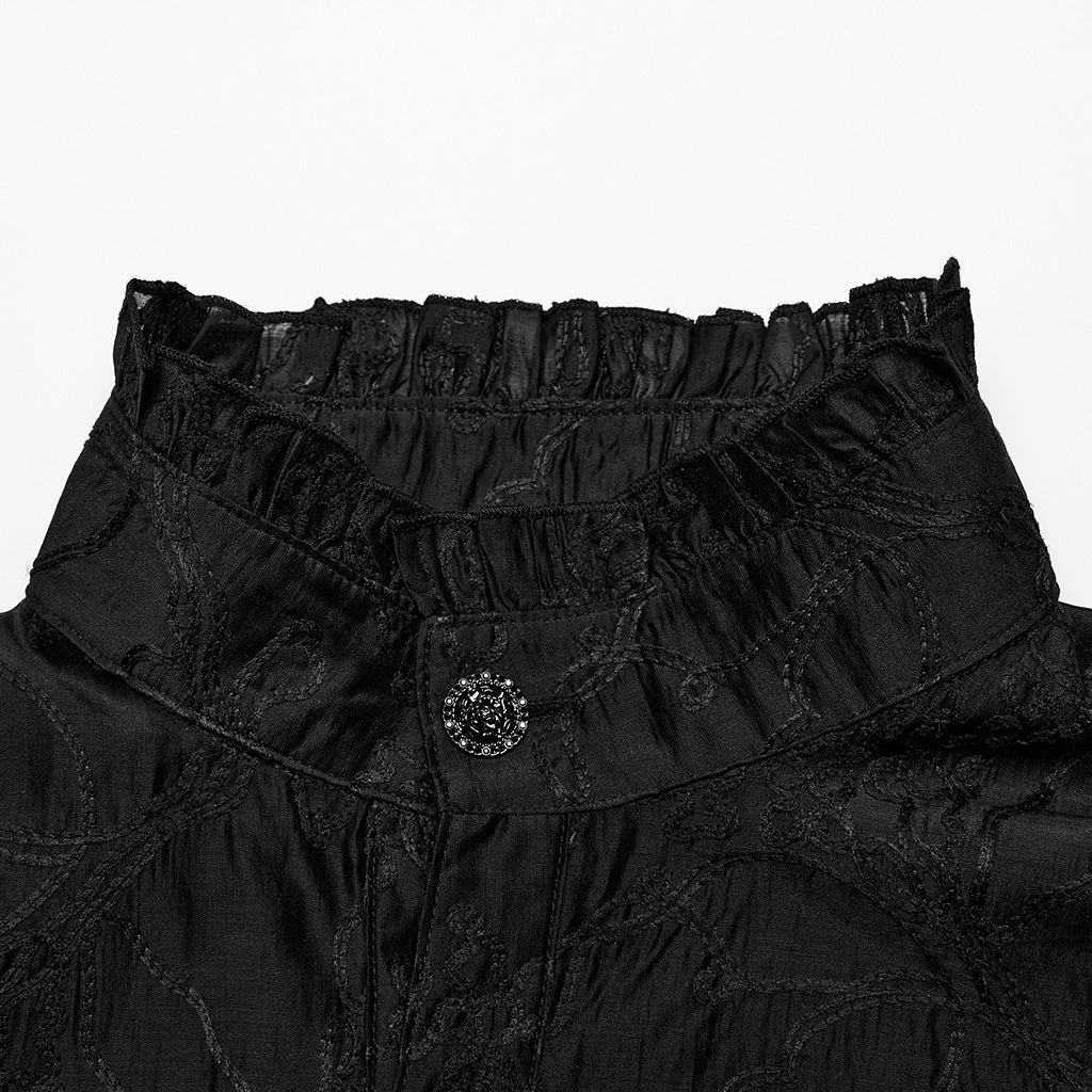 WY-1594CCM Punk Rave Gothic Sheer black Victorian Shirt with Lace Accents?-??Punk Rave Clothing
