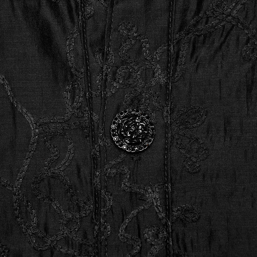 WY-1594CCM Punk Rave Gothic Sheer black Victorian Shirt with Lace Accents?-??Punk Rave Clothing
