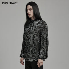 WY-1595CCM Punk Rave Gothic Baroque Patterned Satin Shirt for Men