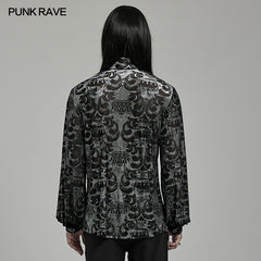 WY-1595CCM Punk Rave Gothic Baroque Patterned Satin Shirt for Men