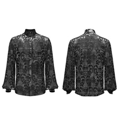 WY-1595CCM Punk Rave Gothic Baroque Patterned Satin Shirt for Men