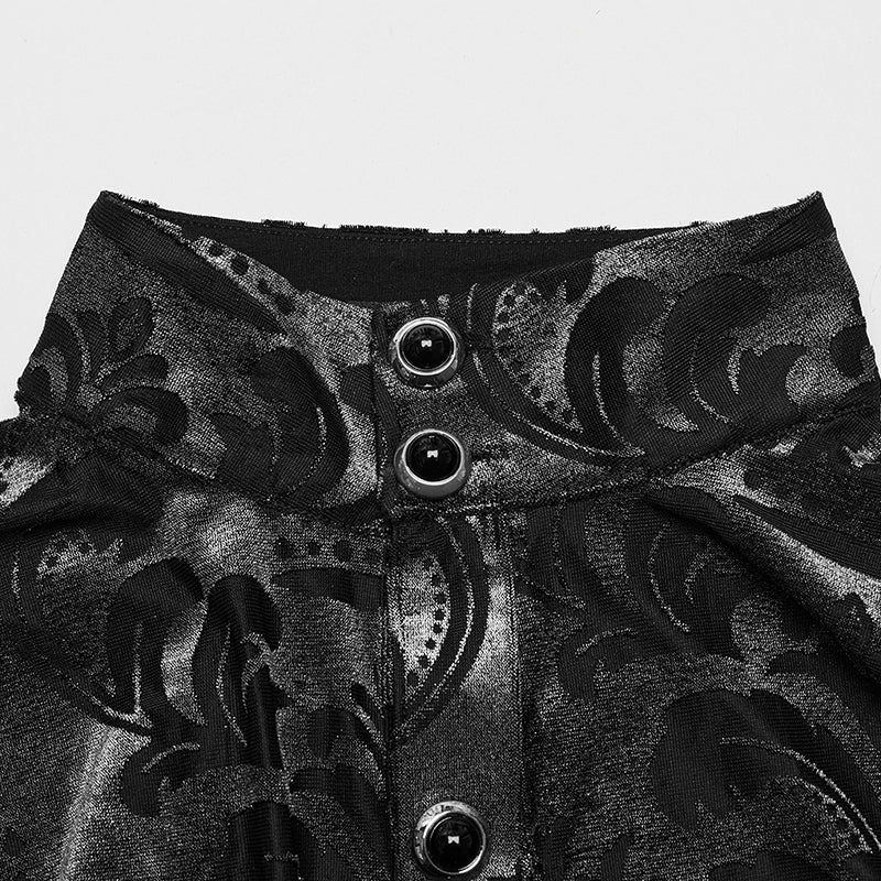 WY-1595CCM Punk Rave Gothic Baroque Patterned Satin Shirt for Men