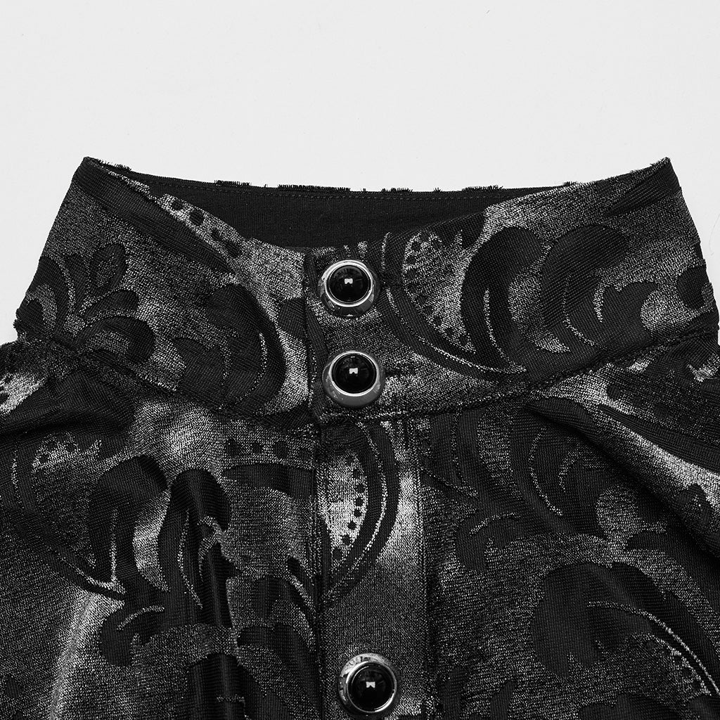 WY-1595CCM Punk Rave Gothic Baroque Patterned Satin Shirt for Men