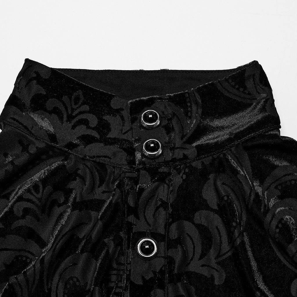 WY-1595CCM Punk Rave Gothic Baroque Patterned Satin Shirt for Men