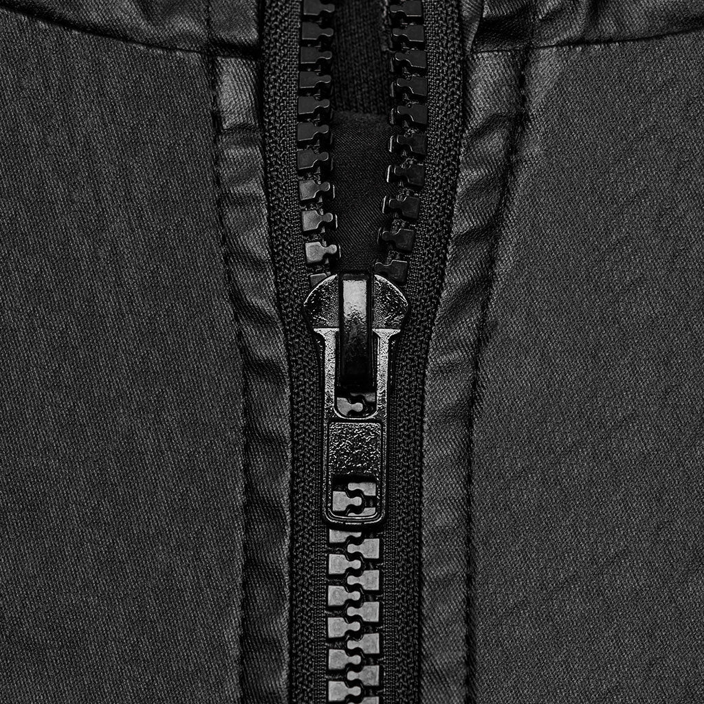 WY-1598MJM Techwear-Inspired Hooded Punk Vest with Leather Accents?-??Punk Rave Clothing
