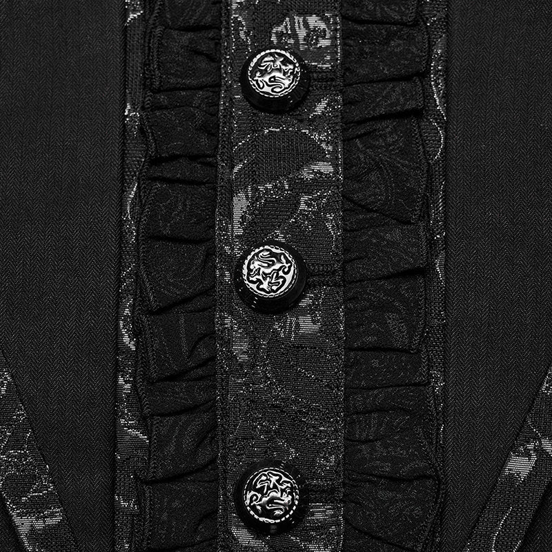WY-1599LDM Gothic Victorian Tailcoat with Dramatic Ruffled Details?-??Punk Rave Clothing