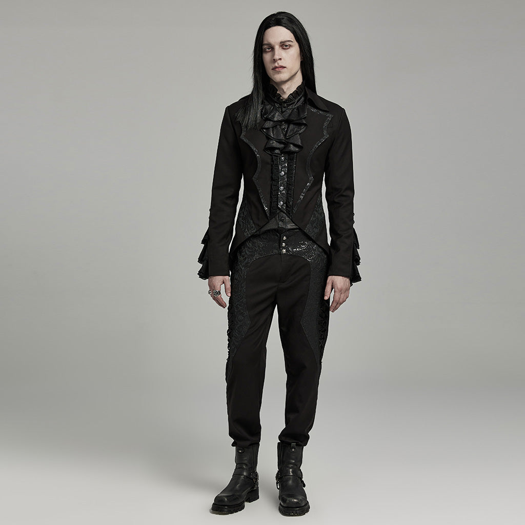 WY-1599LDM Gothic Victorian Tailcoat with Dramatic Ruffled Details?-??Punk Rave Clothing