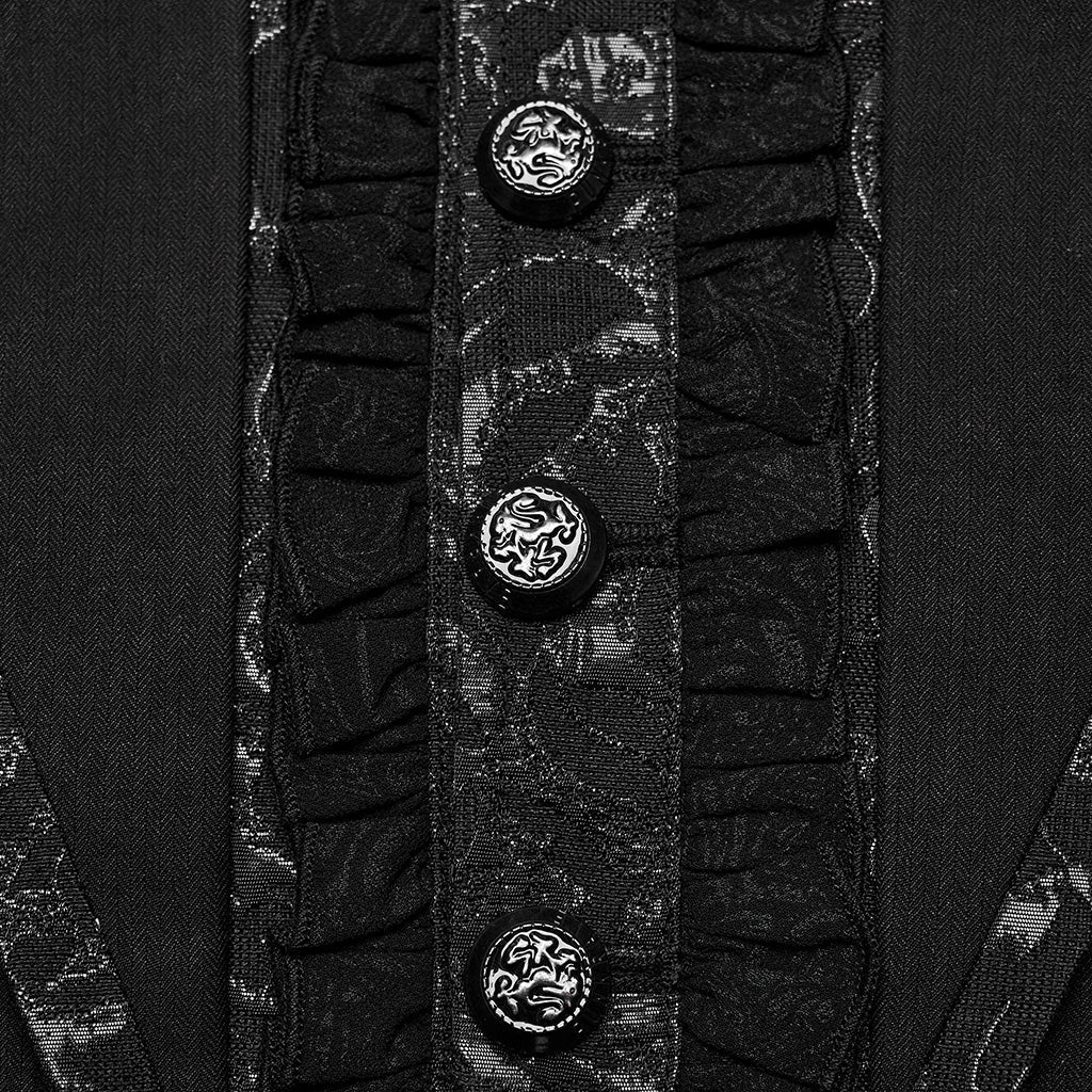 WY-1599LDM Gothic Victorian Tailcoat with Dramatic Ruffled Details?-??Punk Rave Clothing
