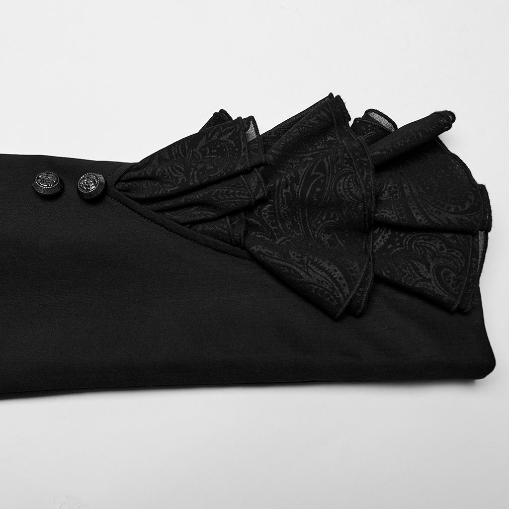 WY-1599LDM Gothic Victorian Tailcoat with Dramatic Ruffled Details?-??Punk Rave Clothing