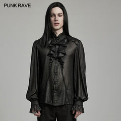 WY-1607CCM Gothic Ruffled Punk Shirt With Dramatic Bell Sleeves