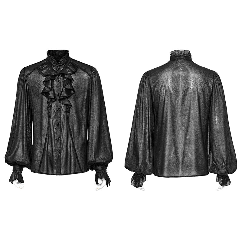 WY-1607CCM Gothic Ruffled Punk Shirt With Dramatic Bell Sleeves