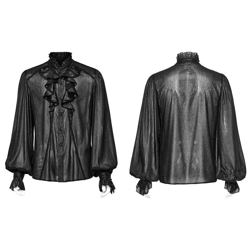 WY-1607CCM Gothic Ruffled Punk Shirt With Dramatic Bell Sleeves?-??Punk Rave Clothing
