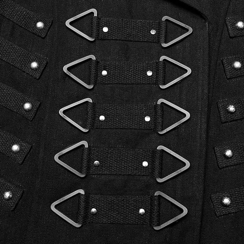 WY-1609XCM Gothic Long Coat with Spiked Shoulders False Lace-Up Detail?-??Punk Rave Clothing