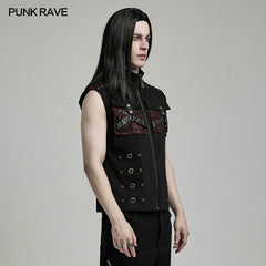 WY-1610MJM Gothic Sleeveless Punk Vest with Rivet Details