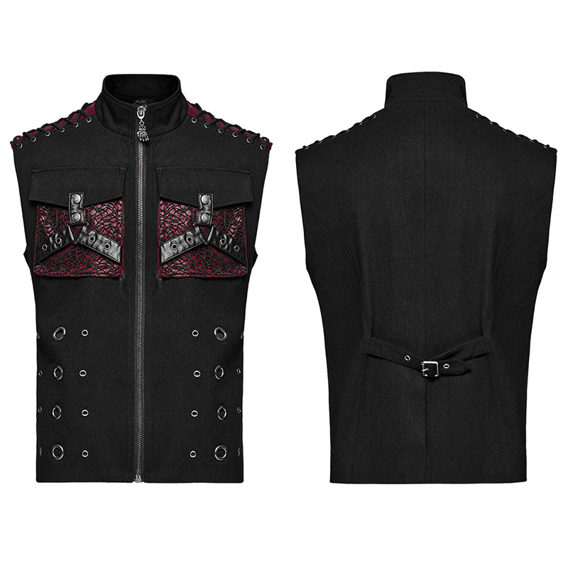 WY-1610MJM Gothic Sleeveless Punk Vest with Rivet Details