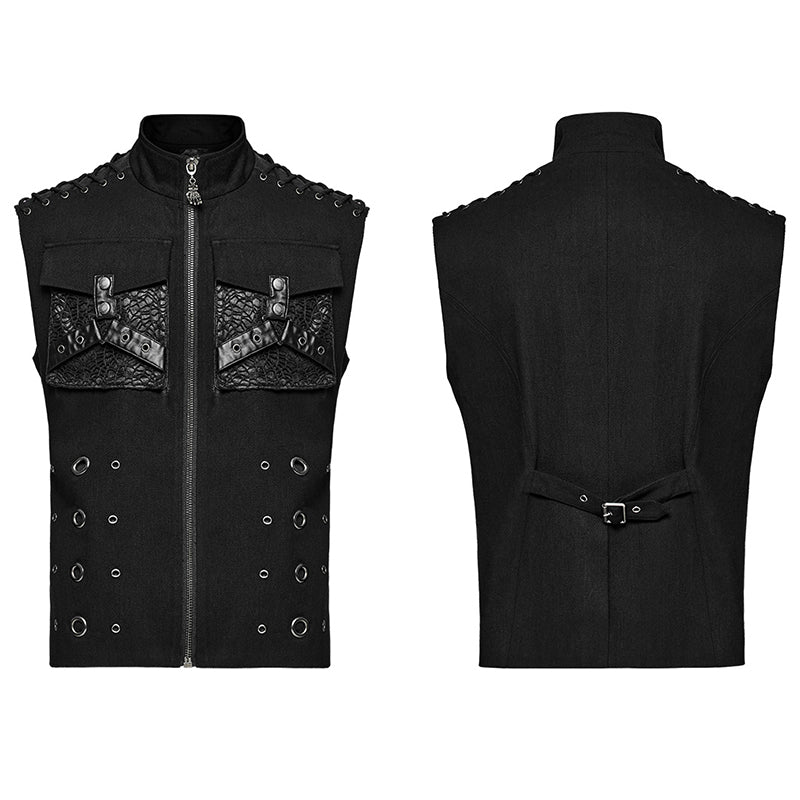 WY-1610MJM Gothic Sleeveless Punk Vest with Rivet Details