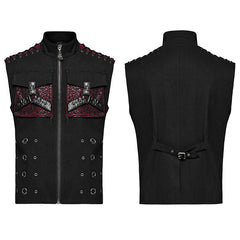 WY-1610MJM Gothic Sleeveless Punk Vest with Rivet Details