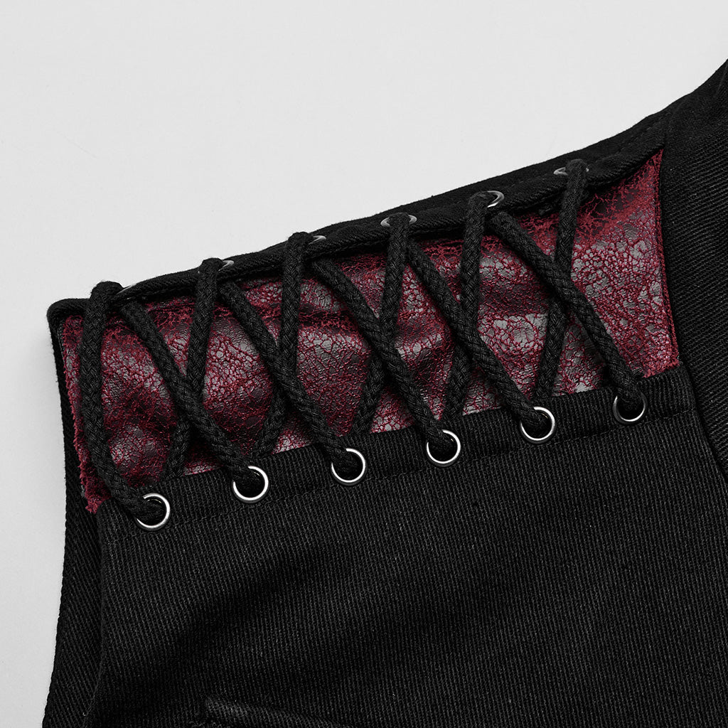 WY-1610MJM Gothic Sleeveless Punk Vest with Rivet Details