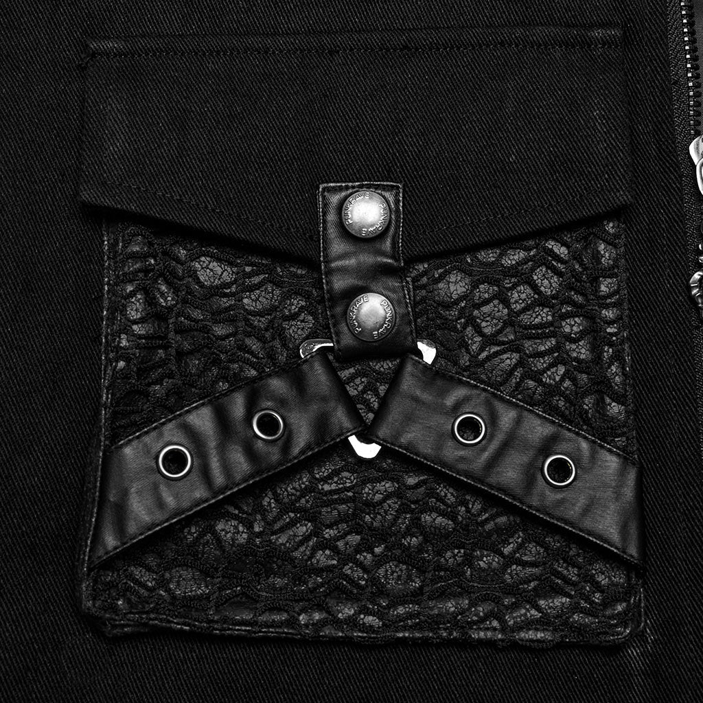 WY-1610MJM Gothic Sleeveless Punk Vest with Rivet Details?-??Punk Rave Clothing