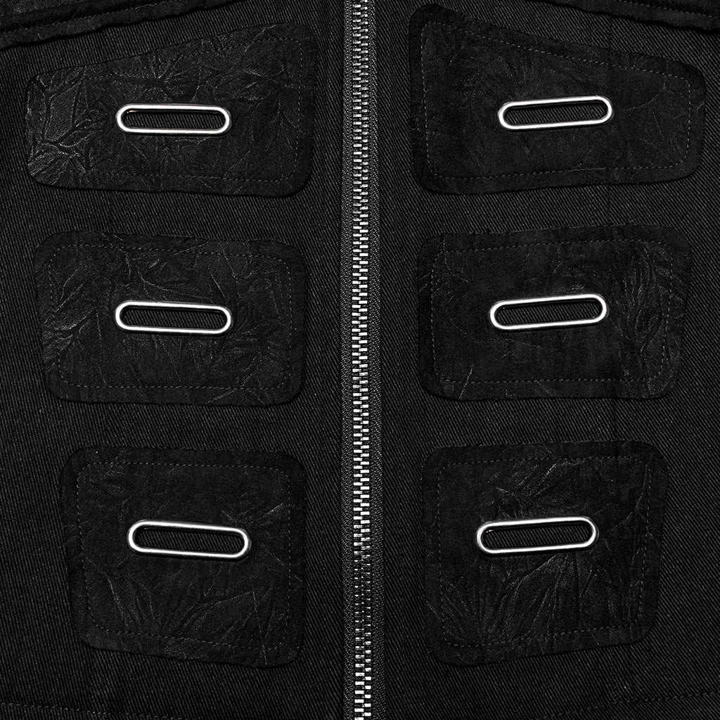 WY-1611XCM Detachable black Punk Coat with Grommet Detail and High Collar?-??Punk Rave Clothing