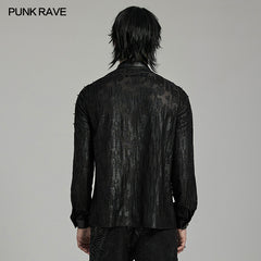 WY-1613CCM Mens Spiked black Gothic Punk Lace Shirt