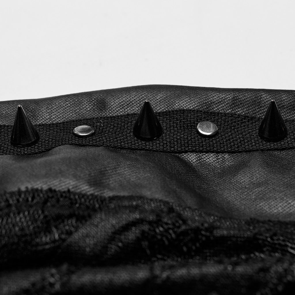WY-1613CCM Mens Spiked black Gothic Punk Lace Shirt?-??Punk Rave Clothing