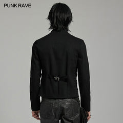 WY-1615XCM Steampunk Gothic Buckled black Jacket Punk Jackets