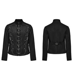 WY-1615XCM Steampunk Gothic Buckled black Jacket Punk Jackets