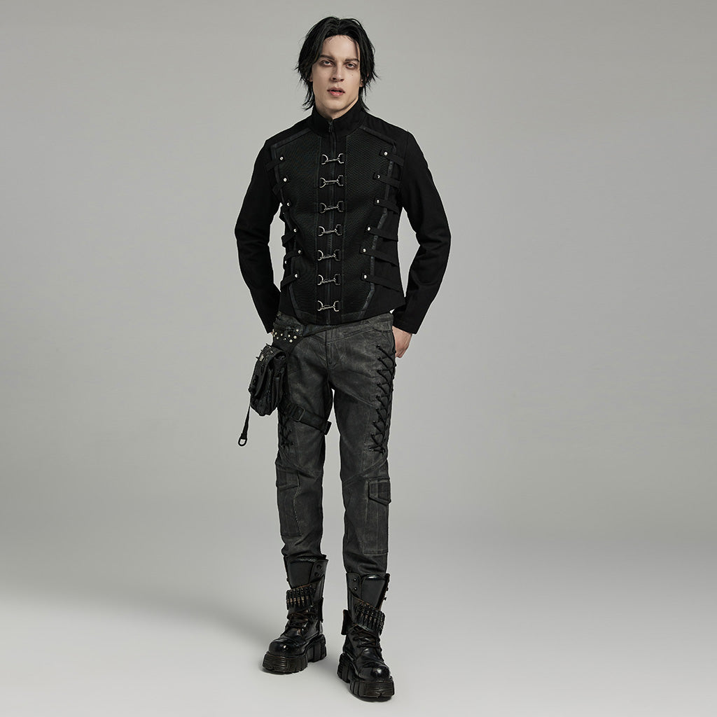 WY-1615XCM Steampunk Gothic Buckled black Jacket Punk Jackets?-??Punk Rave Clothing