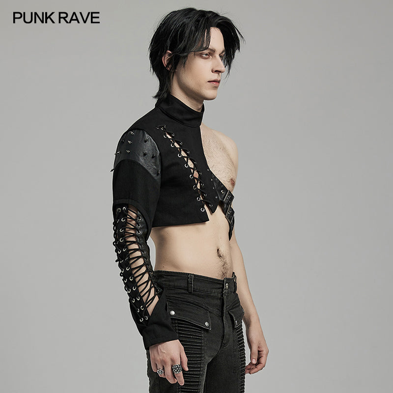 WY-1617XDM Edgy Asymmetric Spiked Harness Top Punk Accessories