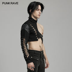 WY-1617XDM Edgy Asymmetric Spiked Harness Top Punk Accessories