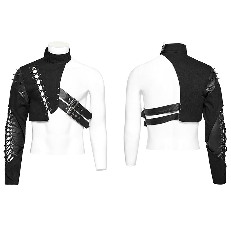 WY-1617XDM Edgy Asymmetric Spiked Harness Top Punk Accessories