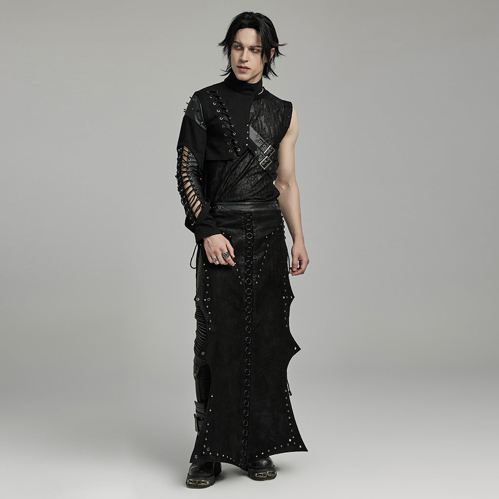 WY-1617XDM Edgy Asymmetric Spiked Harness Top Punk Accessories?-??Punk Rave Clothing