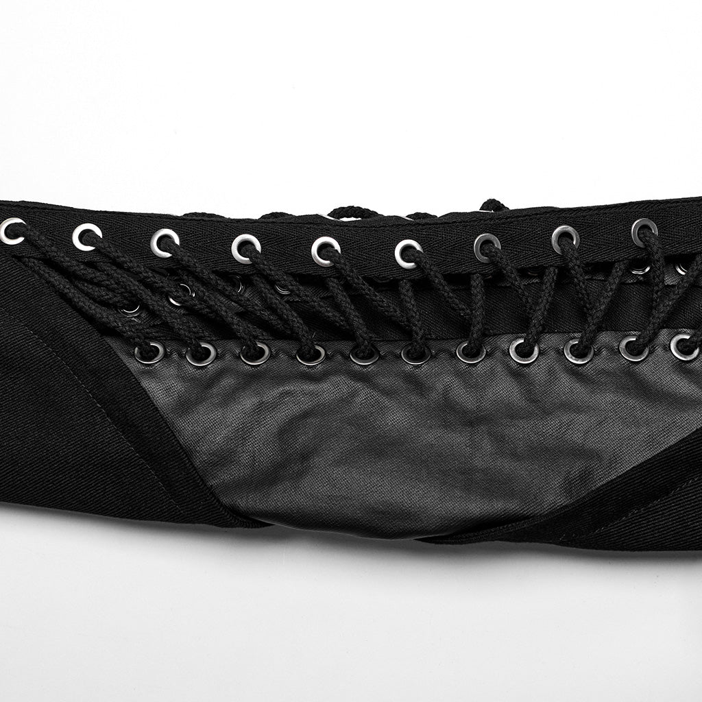 WY-1617XDM Edgy Asymmetric Spiked Harness Top Punk Accessories?-??Punk Rave Clothing