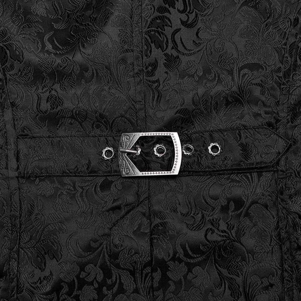WY-1623MJM Midnight Gothic Vest Brocade Buttoned Waistcoat Lace-Up Sides?-??Punk Rave Clothing