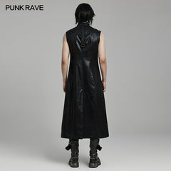 WY-1625MJM Gothic Sleeveless Leather Punk Vest with Buckle Details