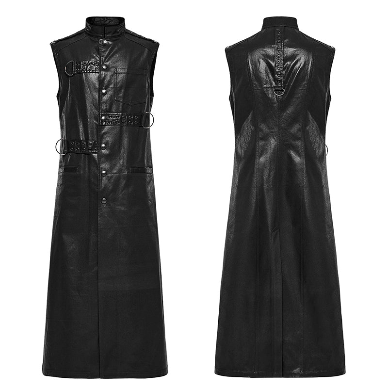 WY-1625MJM Gothic Sleeveless Leather Punk Vest with Buckle Details