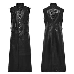 WY-1625MJM Gothic Sleeveless Leather Punk Vest with Buckle Details