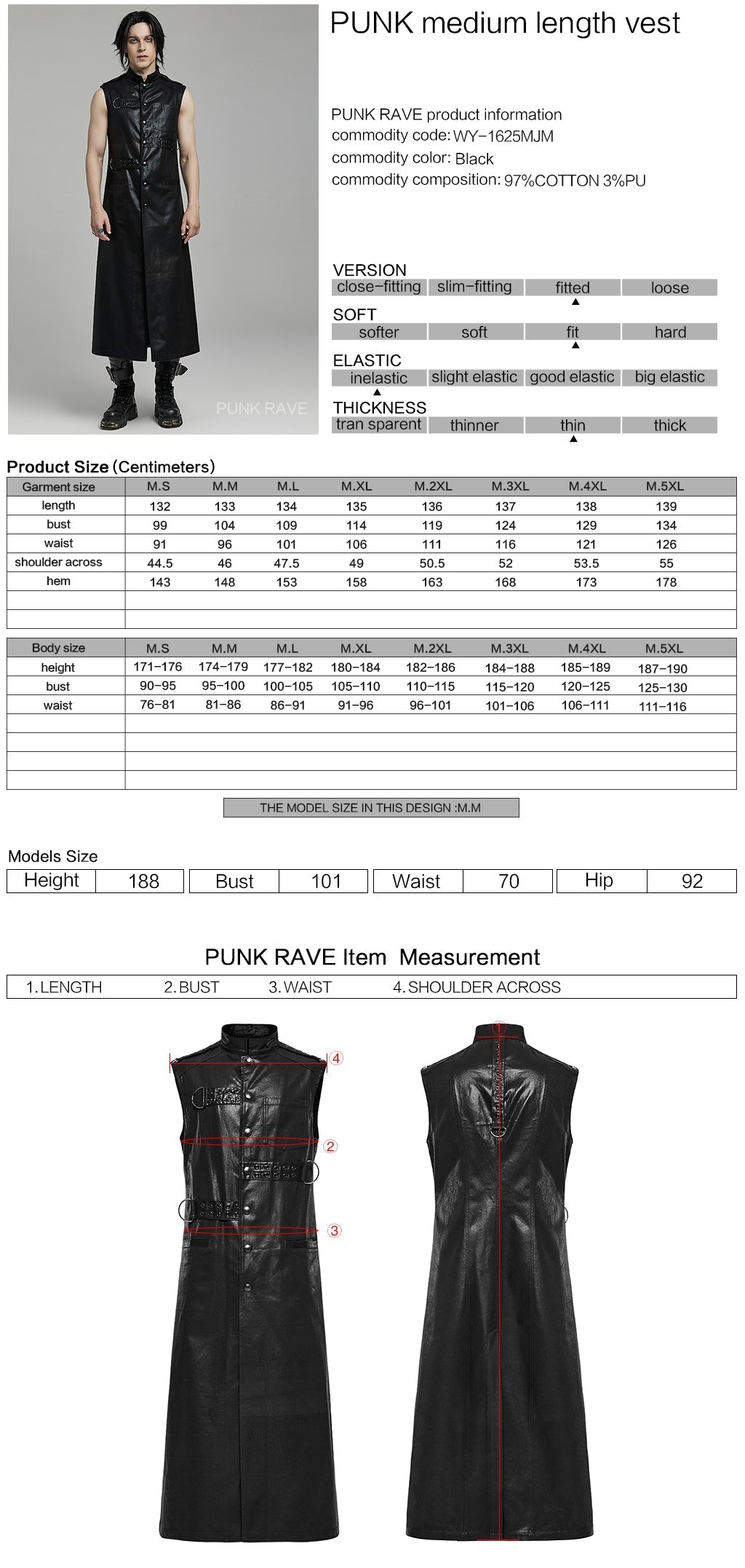 WY-1625MJM Gothic Sleeveless Leather Punk Vest with Buckle Details?-??Punk Rave Clothing