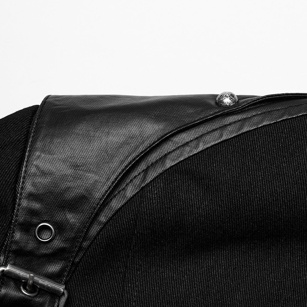 WY-1628XCM Mens black Buckled Strap Punk Jacket Retro Style?-??Punk Rave Clothing