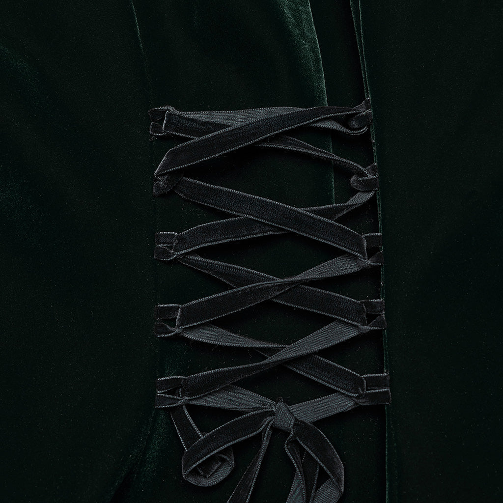 WY-1633XCF Elegant Gothic Lace-Up Symmetrical Long Coat?-??Punk Rave Clothing