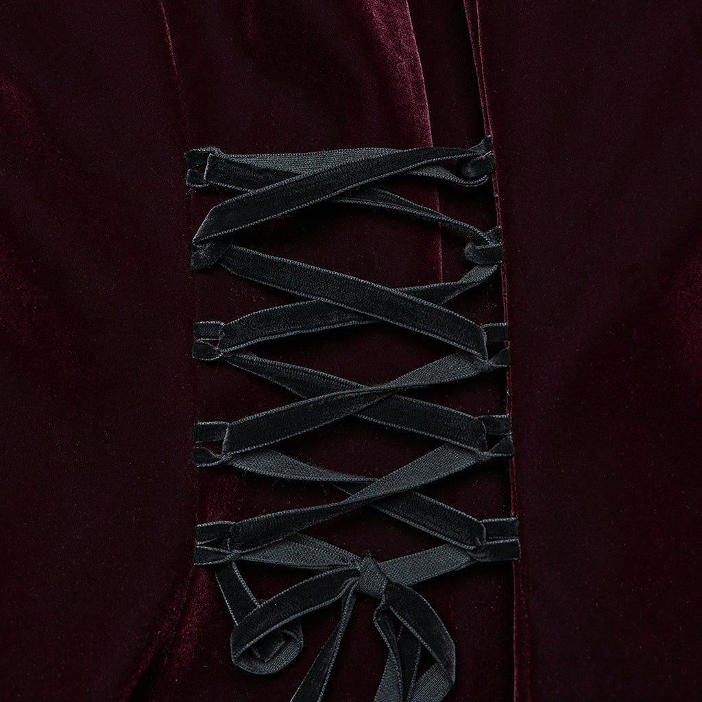 WY-1633XCF Elegant Gothic Lace-Up Symmetrical Long Coat?-??Punk Rave Clothing