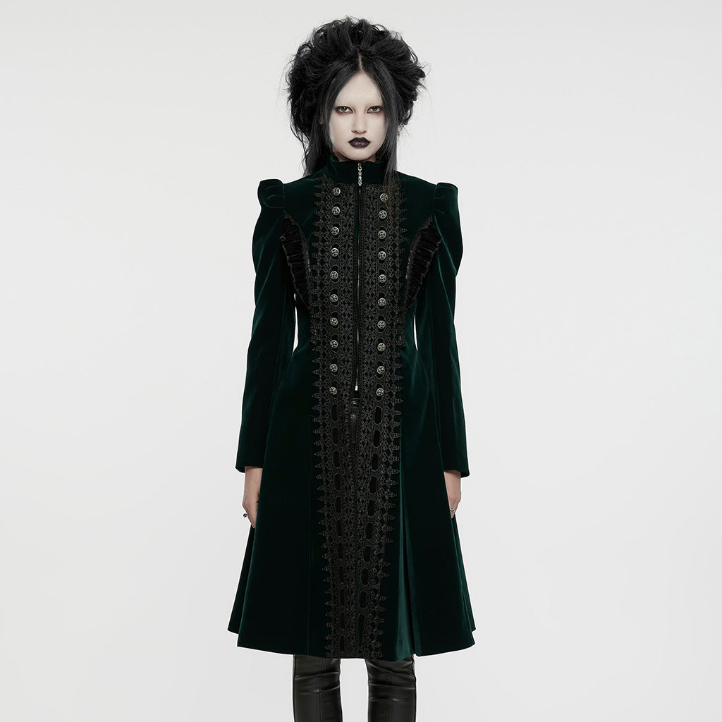 WY-1633XCF Elegant Gothic Lace-Up Symmetrical Long Coat?-??Punk Rave Clothing