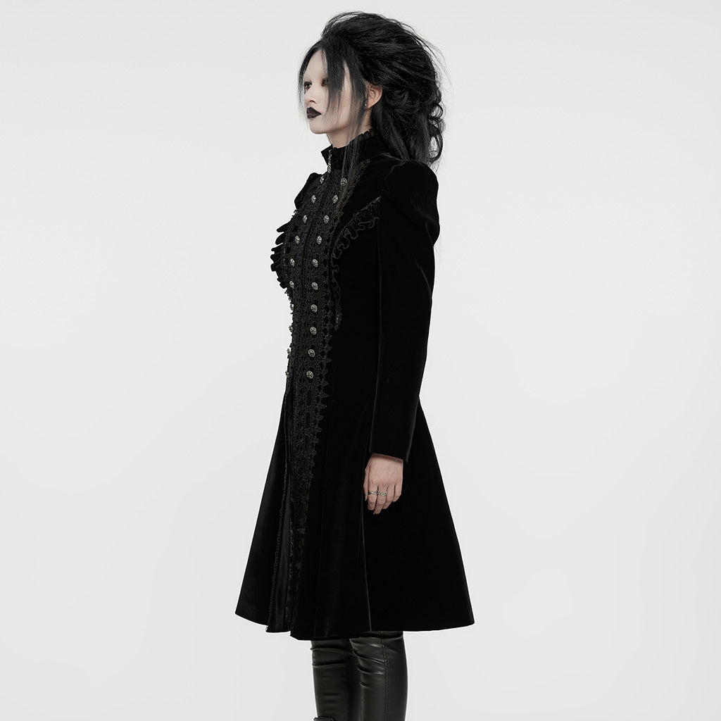 WY-1633XCF Elegant Gothic Lace-Up Symmetrical Long Coat?-??Punk Rave Clothing
